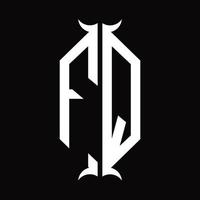 FQ Logo monogram with horn shape design template vector