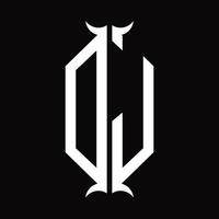 monograma del logotipo de dj con plantilla de diseño de forma de cuerno vector