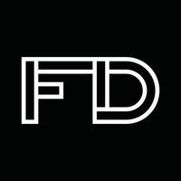 FD Logo monogram with line style negative space vector