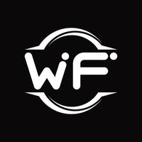 monograma del logotipo wf con plantilla de diseño de forma de corte redondeado circular vector