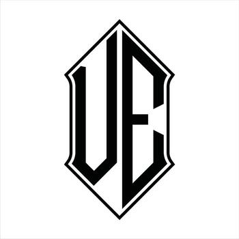 Logo monogram with shieldshape and outline design template vector icon abstract