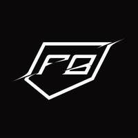 letra de monograma del logotipo fb con diseño de escudo y estilo de corte vector