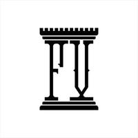 monograma del logotipo fv con plantilla de diseño de forma de pilar vector