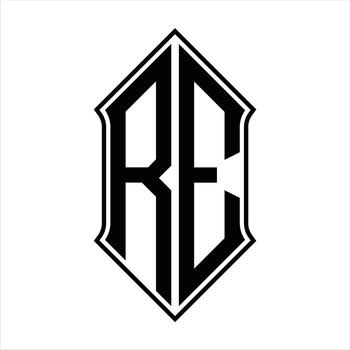 Logo monogram with shieldshape and outline design template vector icon abstract