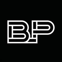 monograma del logotipo de bp con espacio negativo de estilo de línea vector