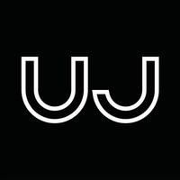 monograma del logotipo de uj con espacio negativo de estilo de línea vector