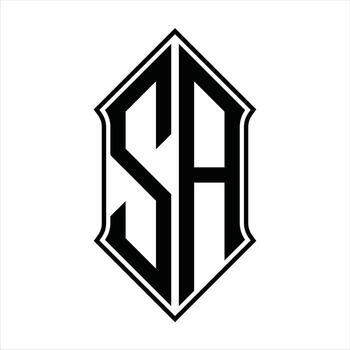 Logo monogram with shieldshape and outline design template vector icon abstract