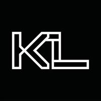 monograma del logotipo de kl con espacio negativo de estilo de línea vector