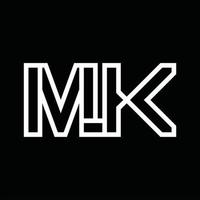 MK Logo monogram with line style negative space vector