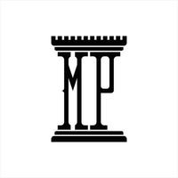 monograma de logotipo mp con plantilla de diseño de forma de pilar vector