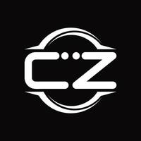 CZ Logo monogram with circle rounded slice shape design template vector