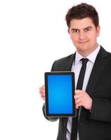 Man with tablet device photo