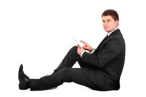 Man with tablet device photo