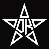monograma del logotipo dk con plantilla de diseño en forma de estrella vector