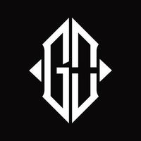 GO Logo monogram with shield shape isolated design template vector