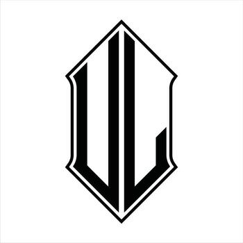 Logo monogram with shieldshape and outline design template vector icon abstract