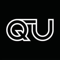 QU Logo monogram with line style negative space vector