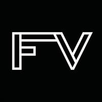 FV Logo monogram with line style negative space vector