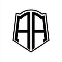 Logo monogram with shield shape outline design template vector