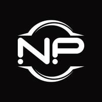 NP Logo monogram with circle rounded slice shape design template vector