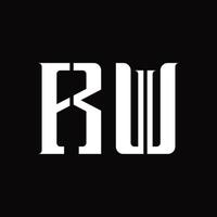 monograma de logotipo rw con plantilla de diseño de corte medio vector