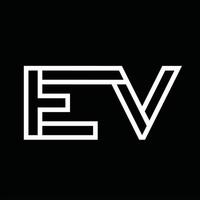 EV Logo monogram with line style negative space vector