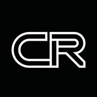 CR Logo monogram with line style negative space vector