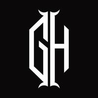 GH Logo monogram with horn shape design template vector