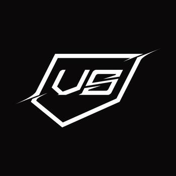 VS Logo monogram letter with shield and slice style design vector