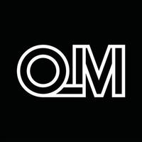 OM Logo monogram with line style negative space vector