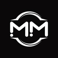 MM Logo monogram with circle rounded slice shape design template vector