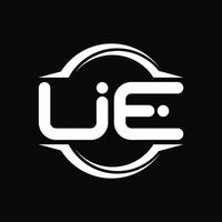 UE Logo monogram with circle rounded slice shape design template vector