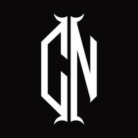 CN Logo monogram with horn shape design template vector