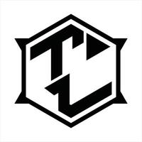 plantilla de diseño de monograma de logotipo tl vector