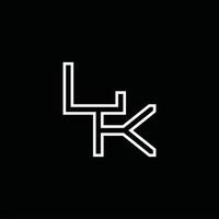 monograma de logotipo lk con plantilla de diseño de estilo de línea vector