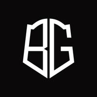 monograma de logotipo bg con plantilla de diseño de cinta en forma de escudo vector