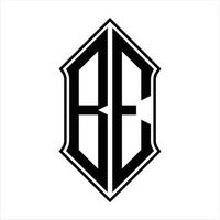 BE Logo monogram with shieldshape and outline design template vector icon abstract