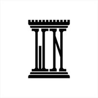 monograma de logotipo wn con plantilla de diseño de forma de pilar vector