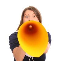Woman with megaphone photo