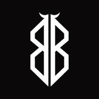 BB Logo monogram with horn shape isolated black and white design template vector