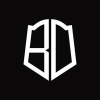 BD Logo monogram with shield shape ribbon design template vector