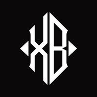 XB Logo monogram with shield shape isolated design template vector