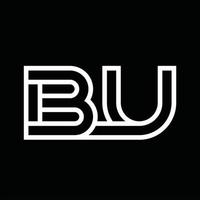 monograma del logotipo bu con espacio negativo de estilo de línea vector