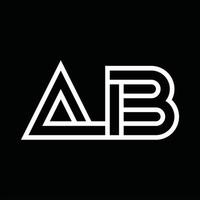 AB Logo monogram with line style negative space vector