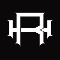monograma de logotipo hr con plantilla de diseño de estilo vinculado superpuesto vintage vector