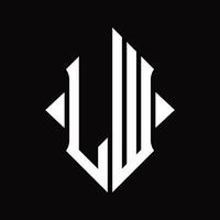 LW Logo monogram with shield shape isolated design template vector