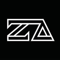 ZA Logo monogram with line style negative space vector