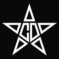 monograma del logotipo co con plantilla de diseño en forma de estrella vector