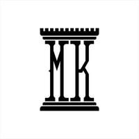 MK Logo monogram with pillar shape design template vector