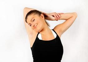 woman stretching her arms photo